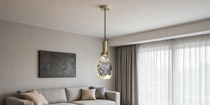 Crystal chandelier in a living room Crystal chandelier in a living room